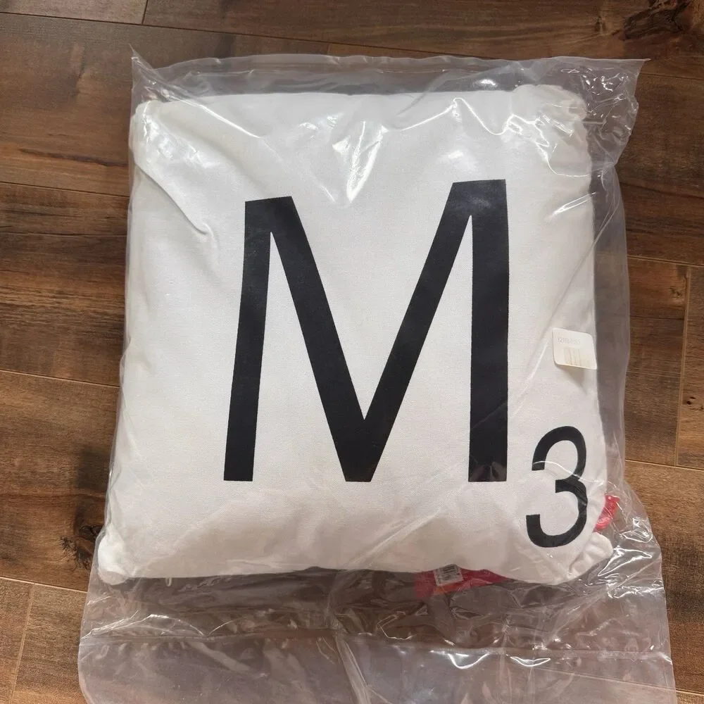 Scrabble Letter “M” Cushion Throw Pillow 16”x16” NWT Board Game Wild & Wolf
